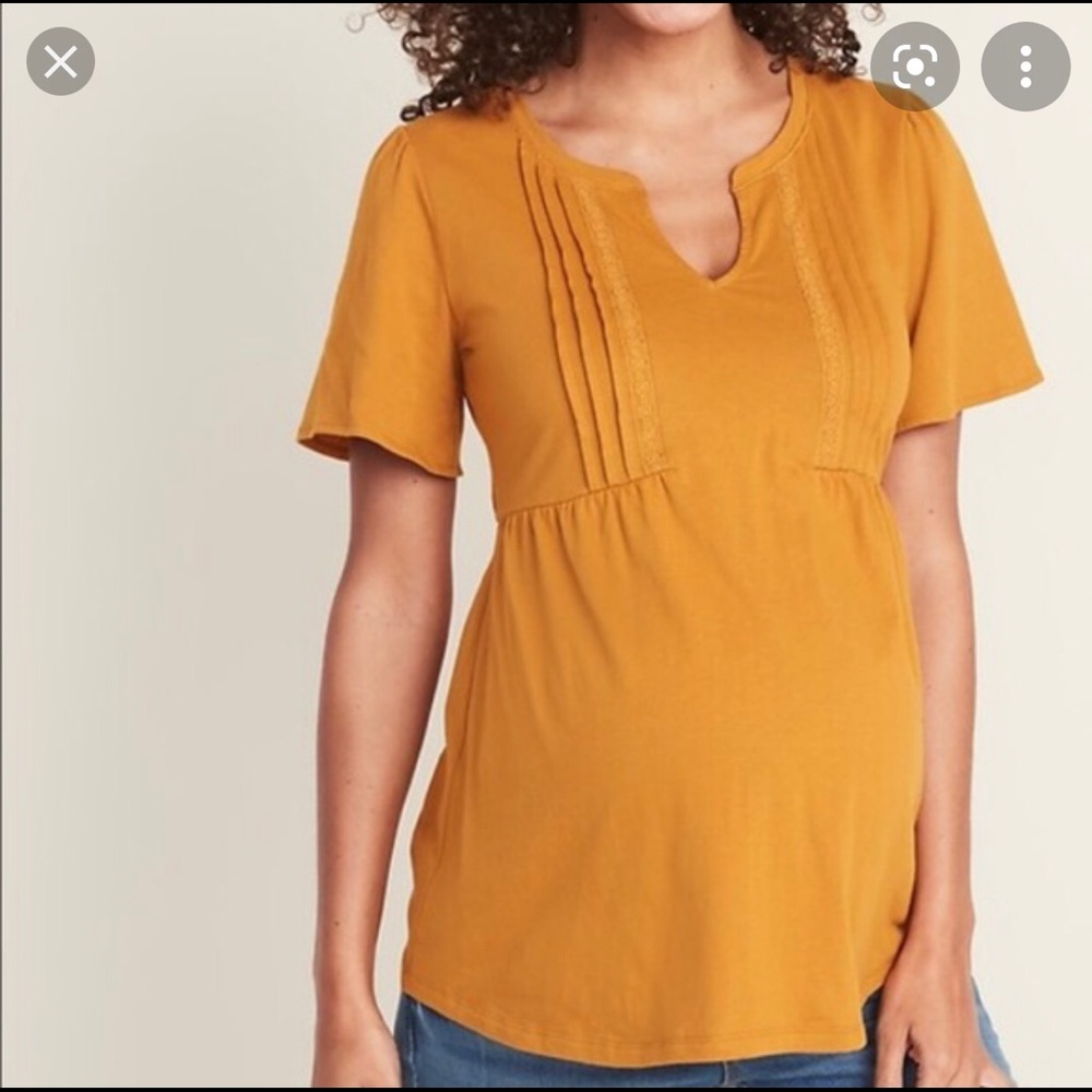 Old Navy Pintuck Crochet Maternity Top NWT